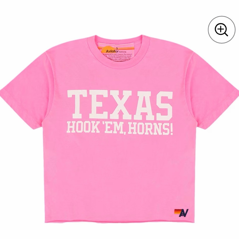 Aviator Nation Women's Pink Texas Longhorns Bolt Cropped Tri-Blend T-Shirt - Picture 2 of 7